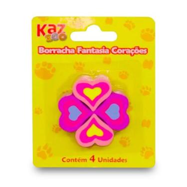Imagem de Borracha Escolar Coracao Fofa Decorativa Kit Com 4 - Kaz