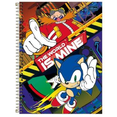 Imagem de Caderno Espiral Sonic Capa Dura 1 Matéria 80 Folhas Escolar
