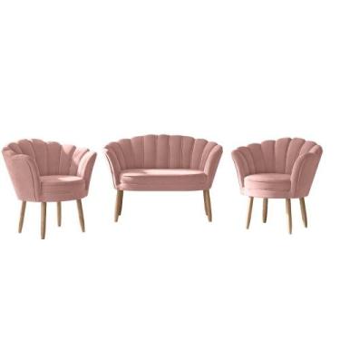 Imagem de Kit 02 Poltronas Flor + Sofá 02 lugares para Sala Balaqui - Balaqui De