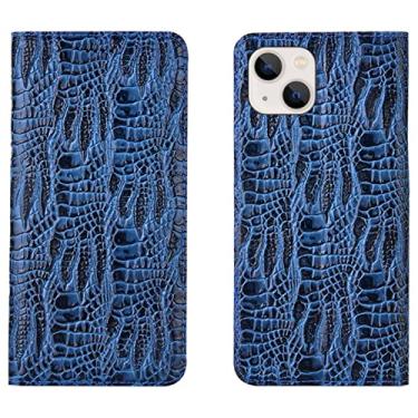 Imagem de LAHappyL Capa carteira flip para iPhone 13 Pro Max/13 Pro/13/13 Mini capa de couro legítimo com função de suporte para cartão, fecho magnético, azul, 13 mini 13 polegadas