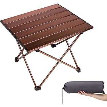 Imagem de GQYYS Mesa de acampamento de alumínio dobrável portátil leve para piquenique ao ar livre com bolsa de armazenamento com bolsa de transporte para jantar, cortar, cozinhar, praia, caminhadas, pesca, churrasco