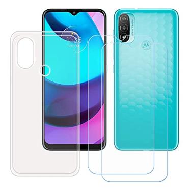 Imagem de FZZSZS Capa para Motorola Moto E20 + pacote com 2 películas protetoras de tela de vidro temperado, capa protetora de silicone TPU (poliuretano termoplástico) fina transparente para