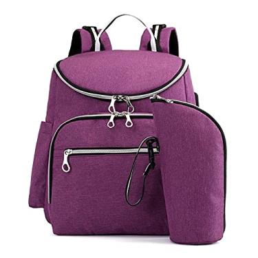 Imagem de Mochila Maternidade Usb Porta Mamadeira Trocador Cor:Roxo