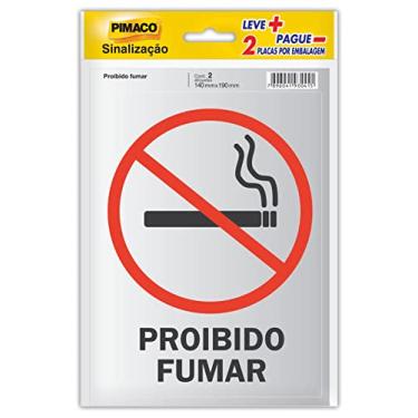 Imagem de Placas de sinalização Auto adesivo Pimaco "PROIBIDO FUMAR" - 14x19cm, 02 placas por embalagem, 913334