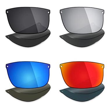 Imagem de 4 pares de lentes polarizadas de substituição Mryok para óculos de sol Oakley Carbon Blade – Stealth preto/vermelho fogo/azul gelo/prata titânio