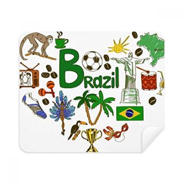 Imagem de Pano de limpeza de tela com bandeira nacional do Brasil Love Heart Landscap 2 peças de tecido de camurça
