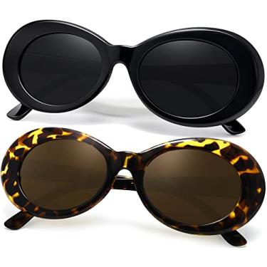Imagem de Joopin Óculos de Sol Polarizados para Mulheres e Homens, Óculos de Sol para Feminino e Masculino de Retrô com Quadro Grosso Oval(Tartaruga preta+chá)