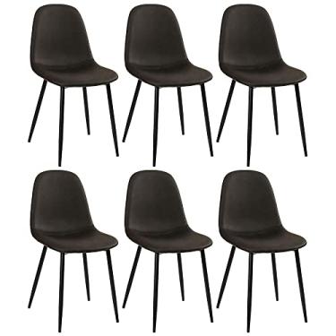 Imagem de Loft7, Kit - 6 x cadeiras estofadas Montana - Preto