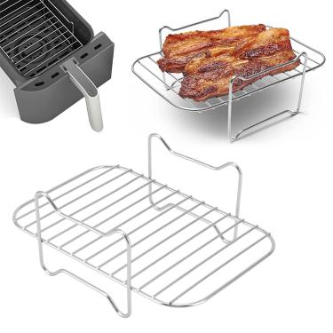Imagem de rack de aço inoxidável multicamadas,Pilipane Rack para fritadeira Air Fryer para fritadeira Ninja Dual Air, acessórios para fritadeira a ar desidratadora compatível com Ninja Foodi DZ201/401 Instant Dual Basket