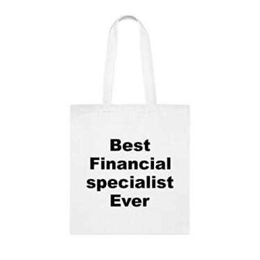 Imagem de Bolsa tote especialista financeiro, bolsa de melhor especialista financeiro, presente de especialista financeiro, bolsa de ombro especialista financeiro, bolsas reutilizáveis de especialista financeiro, ideia de de Natal, Branco