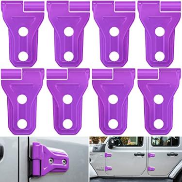 Imagem de E-cowlboy Capa de dobradiça de porta acabamento acessórios exteriores decoração para Jeep Wrangler JL JLU Sport Sahara Freedom Rubicon Unlimited & Gladiator JT 2 portas e 4 portas (roxo 8 peças)