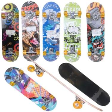 Imagem de Skate Com Shape De Madeira Grande Roda Gel Com Lixa Estampado 70cm Inf