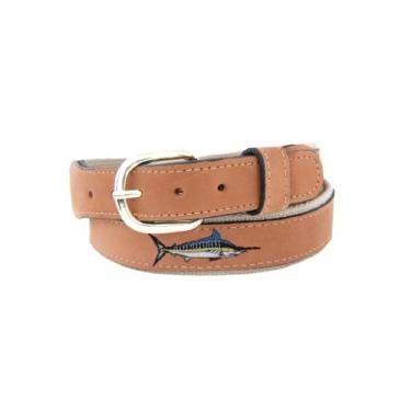 Imagem de ZEP-PRO Cinto Marlin masculino de couro marrom bordado, 106 cm, bronzeado/polido