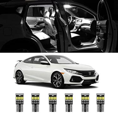 Imagem de AWALITED Kit de 6 peças de luzes LED interiores brancas para Honda Civic 2016 2017 2018 2019 2020 2021 Honda Civic Super Bright LED Map Dome Cargo Lâmpadas de substituição