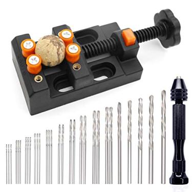 Imagem de Conjunto de piercings de 32 peças, Vankcp Universal Vice de vários tamanhos com um mini grampo de escultura para nogueira faça você mesmo, cera de abelha, nozes de oliva, contas, acrílico, chifre, oliva, bodhi e outras aplicações