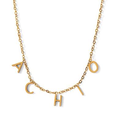 Imagem de Sorority Shop Colar Alpha Chi Omega — Colar ACO banhado a ouro 18K para presentes de fraternidade, presentes de longa duração Alpha Chi Omega para mulheres, One Size, Aço inoxidável, Sem pedra preciosa