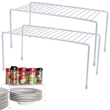 Imagem de Evelots Kitchen Gabinete/Counter Prateleira-Organizador Duplo Espaço-Metal Resistente, Branco, Set of 2, 1