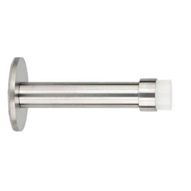 Imagem de Protetor adesivo para porta, montagem na parede, silencioso, feito de aço inoxidável com borracha branca.