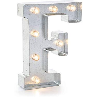 Imagem de Darice Letreiro de metal prateado – F-25 cm de altura, acabamento galvanizado