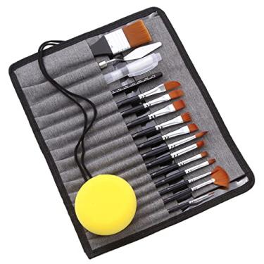 Imagem de Qudai 18 pcs Artist Paint Brush Set Saco Pack com Raspador Aquarela Escova Caneta Nylon Cabelo Delicado Cabo de Madeira Pincéis Carry Canvas Case Art Supplies Presente para Crianças Adultos Iniciantes