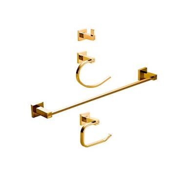 Imagem de Pingoo.casa, Acessórios Banheiro Quadrado 6 peças São Francisco - Dourado