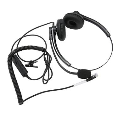 Imagem de Pegau Fone de ouvido para telefone com fio, som claro e controle de linha, leve, binaural, para negócios, redução de ruído para atendimento ao cliente (conector cristal)