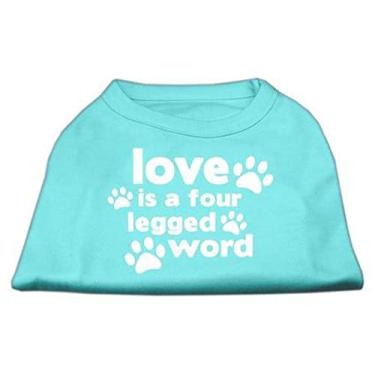 Imagem de Mirage Pet Products Camiseta estampada Love is a Four Leg Word Aqua GGG (18)