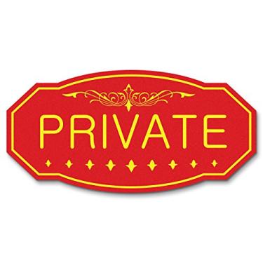 Imagem de Placa de porta/parede privada vitoriana, Red / Yellow, Small 3" x 6"