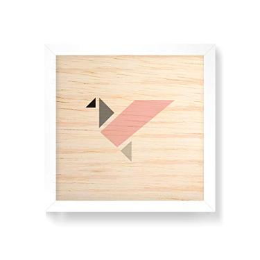 Imagem de Arte Maníacos Quadro decorativo com moldura caixa branca em Madeira - Pássaro Origami Escandinavo - 30x30cm