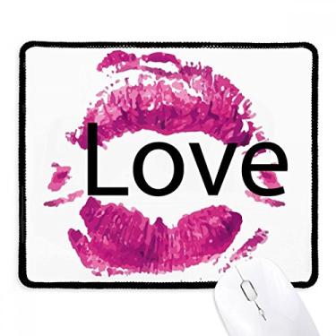 Imagem de Mousepad para o Dia dos Namorados Amor rosa borda costurada tapete de borracha para jogos