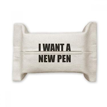 Imagem de Bolsa de linho de algodão com suporte para capa de papel para lenços faciais I Want A New Pen
