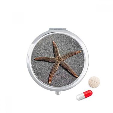 Imagem de Porta-comprimidos, caixa de armazenamento de medicamentos com imagem de natureza de estrela do mar cinza