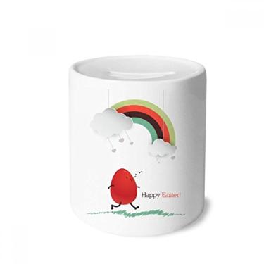 Imagem de DIYthinker Porta-moedas de cerâmica Happy Easter Festival Egg Rainbow Money Box