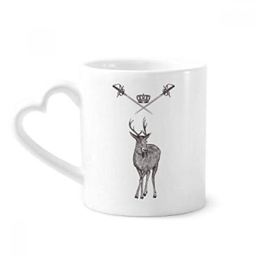 Imagem de Caneca de cerâmica de café com espada de alce coroa animal estilo barroco copo de coração de vidro