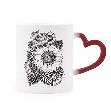 Imagem de Girassol preto e branco flor planta sensível ao calor caneca grés muda de cor vermelha