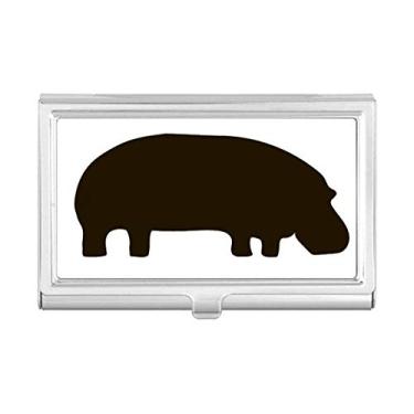 Imagem de Porta-cartões de visita com retrato de animal hipopótamo preto