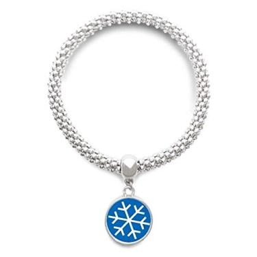 Imagem de DIYthinker Pulseira de prata com pingente de prata e desenho de floco de neve para esportes de inverno