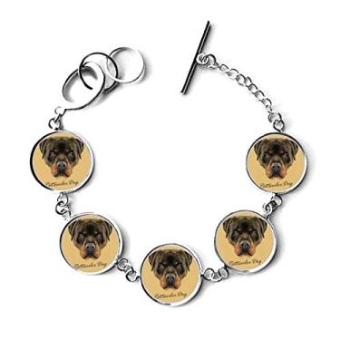 Imagem de DIYthinker Pulseira de corrente de animal de estimação de cão feroz Rottweiler preto