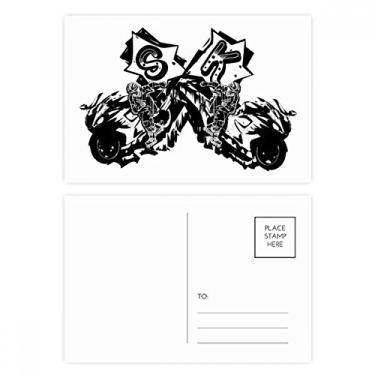 Imagem de Conjunto de cartão postal Black Motorcycle Rider com estampa de motocicleta, cartão de felicitações de aniversário