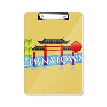 Imagem de Bambu Memorial Gateway China Town Prancheta pasta para escrever placa de apoio A4