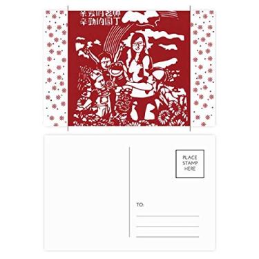 Imagem de Cartão postal de corte de papel China Dia dos professores Natal Flor Celebração Cartão Bênção