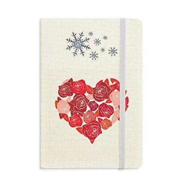 Imagem de Caderno de Dia dos Namorados rosas em formato de coração grosso diário flocos de neve inverno