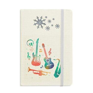 Imagem de Caderno com estampa de instrumentos coloridos em cor verde musical grosso diário flocos de neve inverno