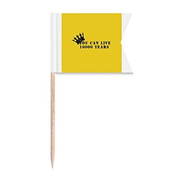 Imagem de Ten Thousand Years Life Art Deco, presente moderno com bandeiras de palito de dentes, marcação de rotulagem para bolo de festa, comida de queijo