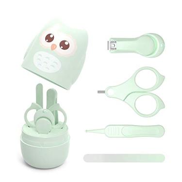Imagem de JJone Conjunto de unha para bebê com caixa de armazenamento de coruja Tesoura para unha recém-nascida com lima Pinça para crianças Kit de berçário para unhas