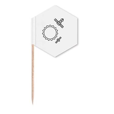 Imagem de Satélite de exploração solar em torno de bandeiras de palito, palitos de cupcake, festa comemoração