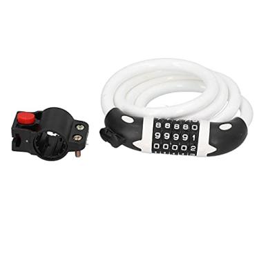 Imagem de Cadeado De Bicicleta Com Números,Bloqueio De Senha De Bicicleta Cadeado De Combinação De Código De 5 Dígitos, Cadeado De Anel De Roubo De Segurança De Bicicleta, Elos De (branco)