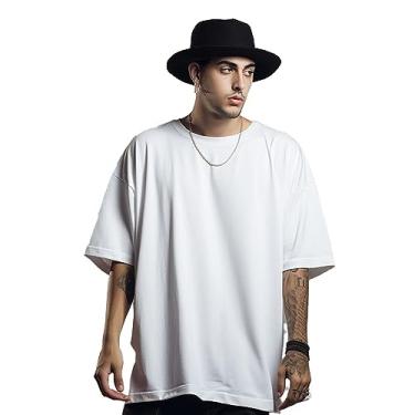 Imagem de Camiseta Branca Oversized Plus Size Masculino de Verão larga Grande Tamanho:G4;Cor:Branco;Genero:Masculino