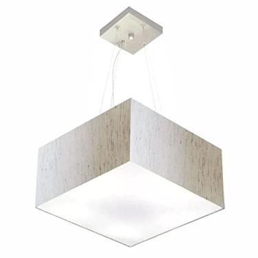 Imagem de Lustre Pendente Quadrado Cúpula Tecido 21/35x35 cm, Vivare Iluminação, Pendente4005 LLA-35, Linho Bege, Pequeno