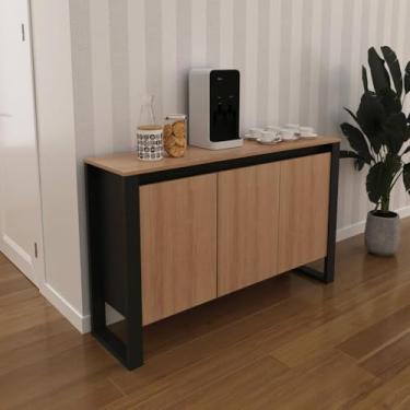 Imagem de Balcão para Escritório 3 Portas Me4147 Tecno Mobili Amêndoa/preto
